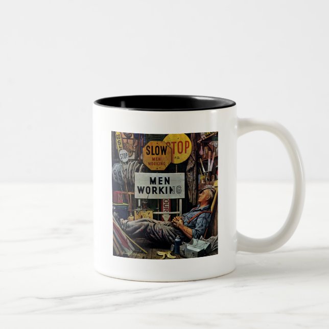 Caneca De Café Em Dois Tons Homens trabalhando (Direita)