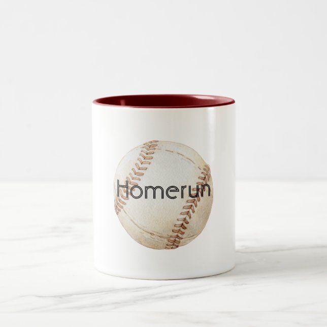 Caneca De Café Em Dois Tons Homerun Baseball (Centro)