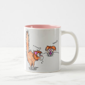 Caneca De Café Em Dois Tons Hooch o gato amedrontado por um cão