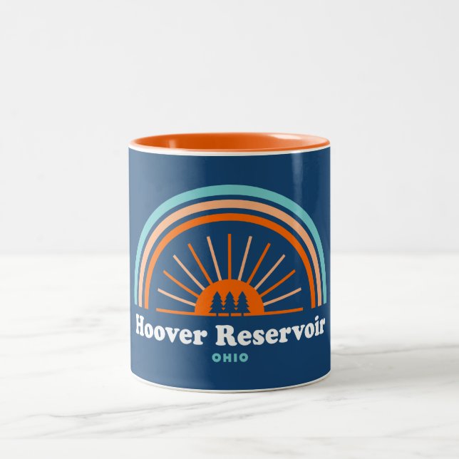 Caneca De Café Em Dois Tons Hoover Reservoir Ohio Rainbow (Centro)