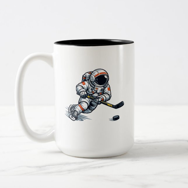 Caneca De Café Em Dois Tons Hóquei Astronauta (Esquerda)