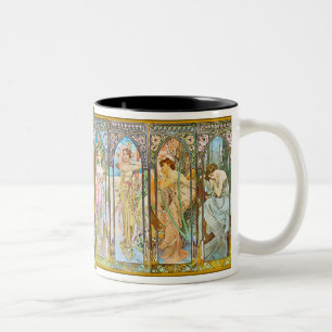 Caneca De Café Em Dois Tons Hora do dia, Alphonse Mucha