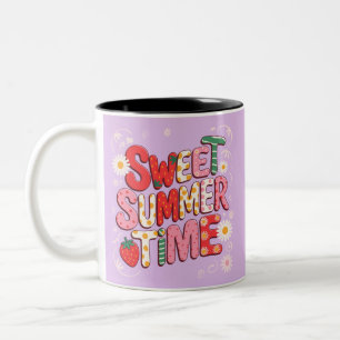Caneca De Café Em Dois Tons Horário de verão doce Coquette Strawberry Retro Be