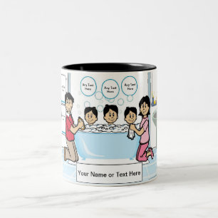 Caneca De Café Em Dois Tons Horário do Tub Personalizado - Cartoon para 3 Meni