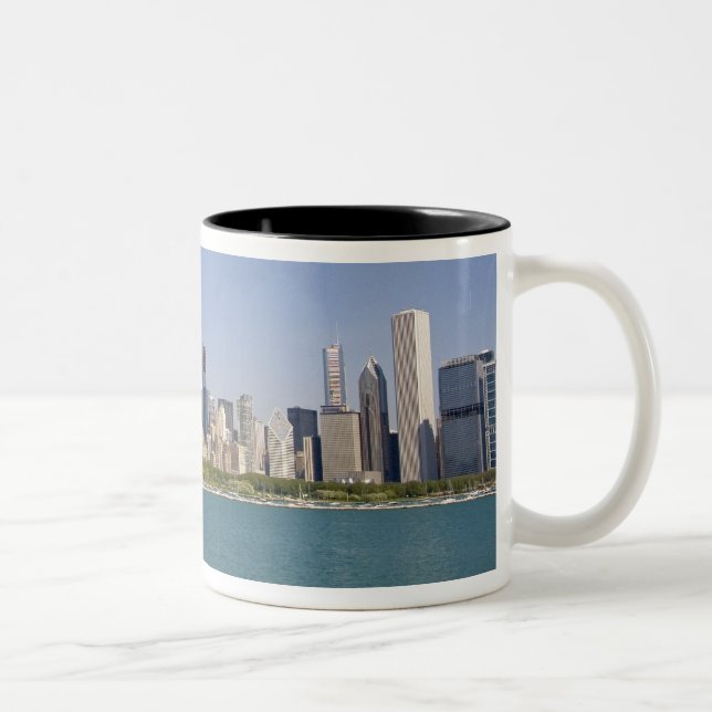 Caneca De Café Em Dois Tons Horizonte de Chicago, Illinois, EUA. (Direita)