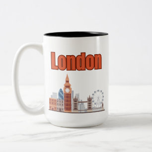 Caneca De Café Em Dois Tons Horizonte de Londres Fonte Grande Duas Cores