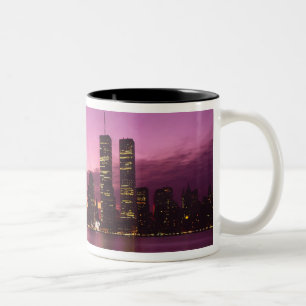 Caneca De Café Em Dois Tons Horizonte de Manhattan e Rio Hudson, Nova York,