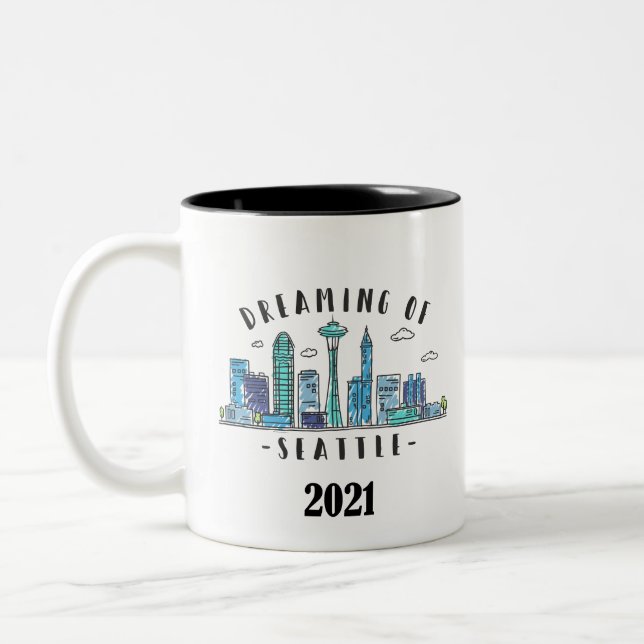 Caneca De Café Em Dois Tons Horizonte de Seattle 2021 (Esquerda)