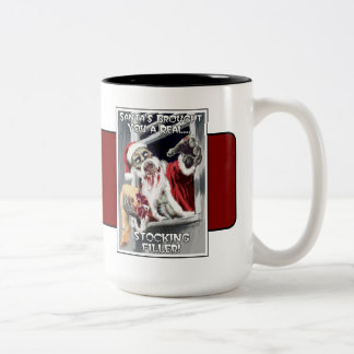 Caneca De Café Em Dois Tons Horror do Natal do papai noel do zombi