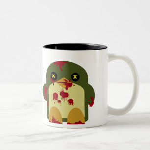 Caneca De Café Em Dois Tons Horror horível do zombi do pinguim de Kawaii