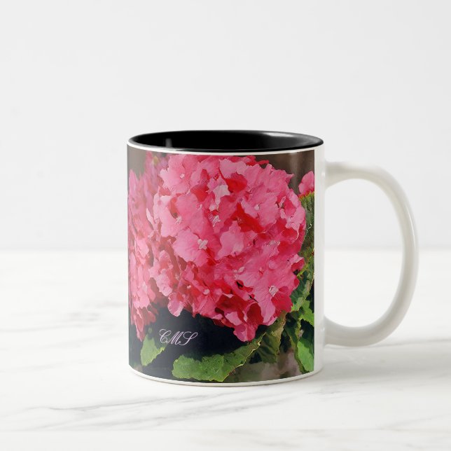 Caneca De Café Em Dois Tons Hortênsias Rosa (Direita)