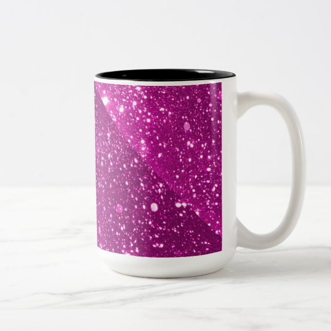 Caneca De Café Em Dois Tons Hot Pink Sparkle 2 Toned Mug (Direita)