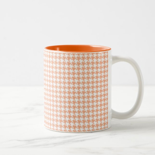 Caneca De Café Em Dois Tons Houndstooth Melon e White (Direita)