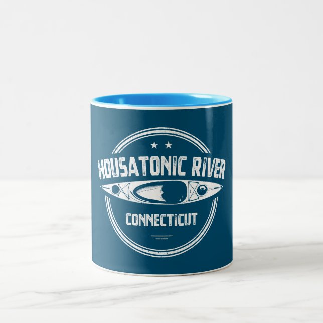Caneca De Café Em Dois Tons Housatonic River Connecticut Kayaking (Centro)