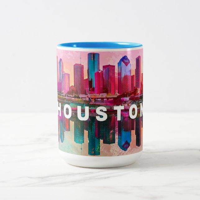 Caneca De Café Em Dois Tons Houston Skyline Urban Art (Centro)
