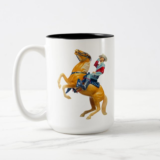 Caneca De Café Em Dois Tons Howdy Cowboy num Cavalo (Esquerda)
