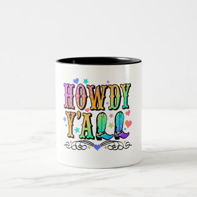 Caneca De Café Em Dois Tons Howdy Y'all Mug (Centro)