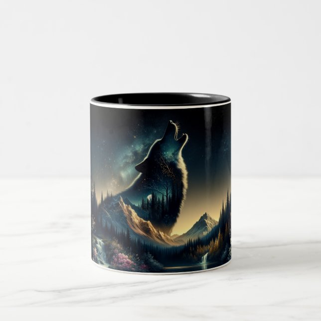 Caneca De Café Em Dois Tons Howling Wolf (Centro)