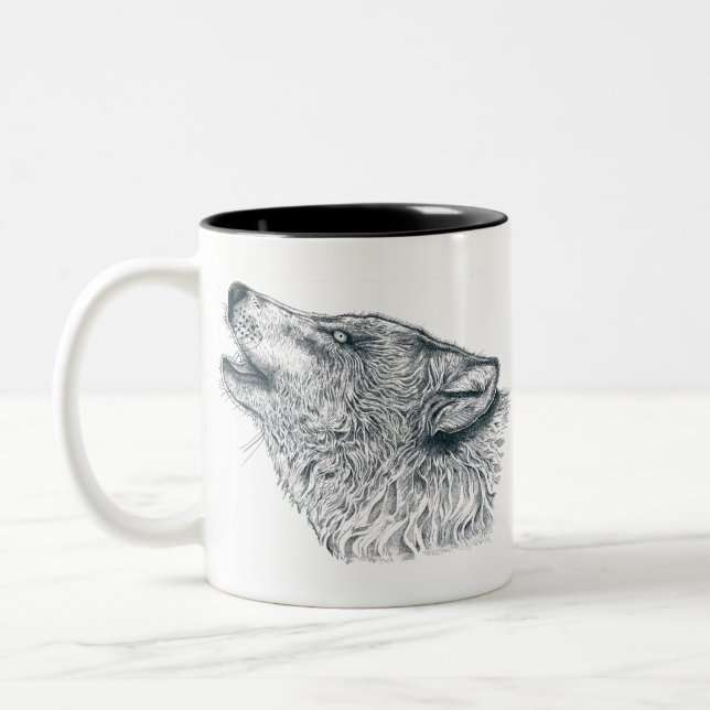 Caneca De Café Em Dois Tons Howling Wolf (Esquerda)