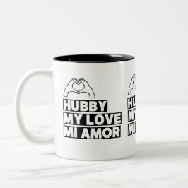 Caneca De Café Em Dois Tons Hubby Modern Honeymoon White Script Black