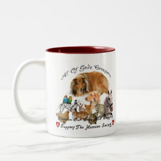 Caneca De Café Em Dois Tons Humano sociedade apoio animal das criaturas de