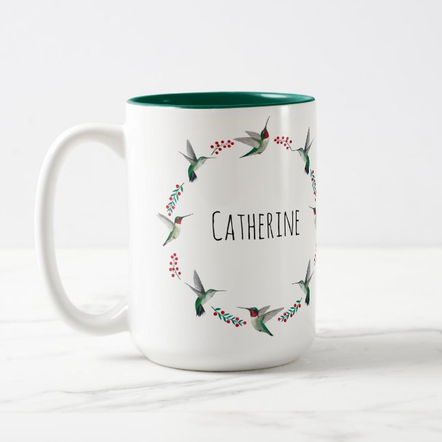 Caneca De Café Em Dois Tons Hummingbird com garganta de borracha personalizada (Esquerda)