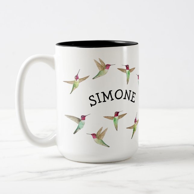 Caneca De Café Em Dois Tons Hummingbird da Anna personalizada (Esquerda)