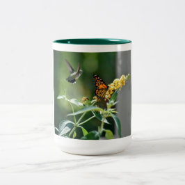 Caneca De Café Em Dois Tons Hummingbird e Borboleta Mug