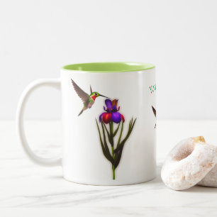 Caneca De Café Em Dois Tons Hummingbird Iris Flor Personalizado 