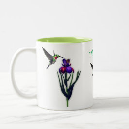 Caneca De Café Em Dois Tons Hummingbird Iris Flor Personalizado