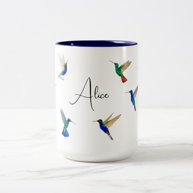 Caneca De Café Em Dois Tons Hummingbird Personalizado (Centro)
