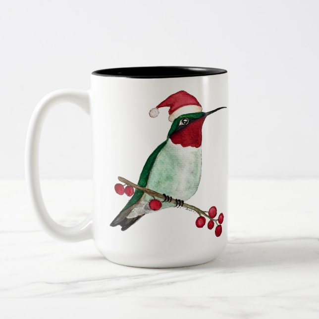 Caneca De Café Em Dois Tons Hummingbird Personalizado Feliz Natal (Esquerda)