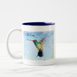 Caneca De Café Em Dois Tons Hummingbird Watercolor Image Personalizado