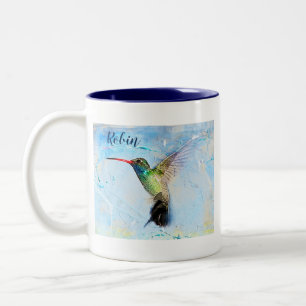 Caneca De Café Em Dois Tons Hummingbird Watercolor Image Personalizado