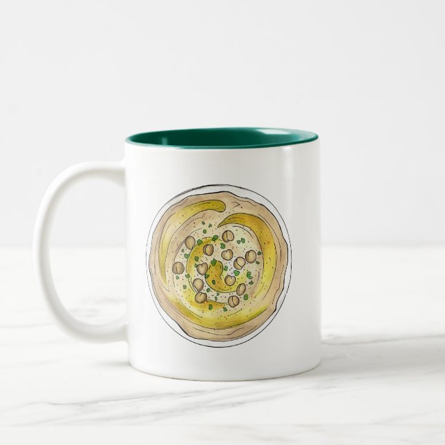 Caneca De Café Em Dois Tons Hummus Houmous — Comida do Médio Oriente (Esquerda)