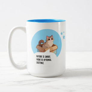 Caneca De Café Em Dois Tons Humor de Amante de Gato Introvertido