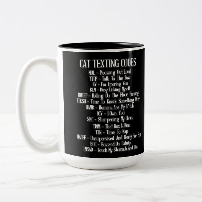 Caneca De Café Em Dois Tons Humor de Códigos de Textura de Cat (Esquerda)