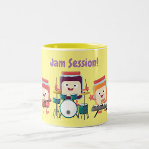 Caneca De Café Em Dois Tons Humor de músico de cartoon de sessão de geleia