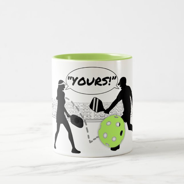 Caneca De Café Em Dois Tons Humor de picleball: "Seu!" (Centro)