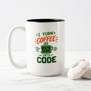Caneca De Café Em Dois Tons Humor de Programador de TI Eu Transformo Café em C