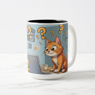 Caneca De Café Em Dois Tons Humor de Programador Gato Código, Gatos, Café – Re