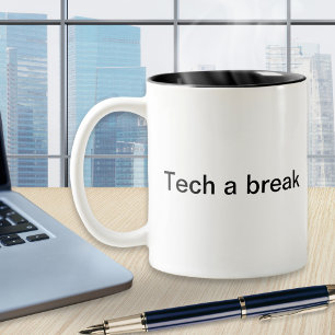 Caneca De Café Em Dois Tons Humor de Suporte Técnico Trocadilho Divertido de C
