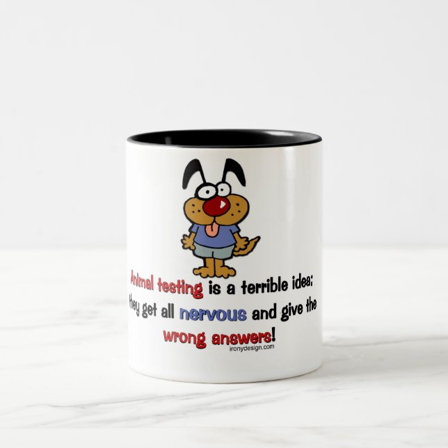 Caneca De Café Em Dois Tons Humor de teste animal (Centro)