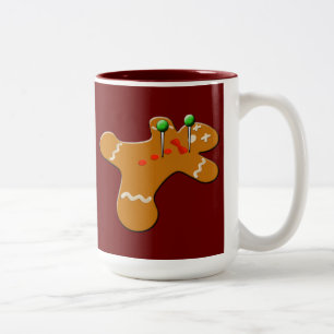 Caneca De Café Em Dois Tons Humor do Natal do homem de pão-de-espécie do