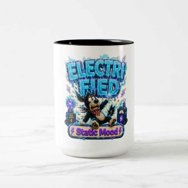 Caneca De Café Em Dois Tons Humor Estático Eletrizado (Centro)