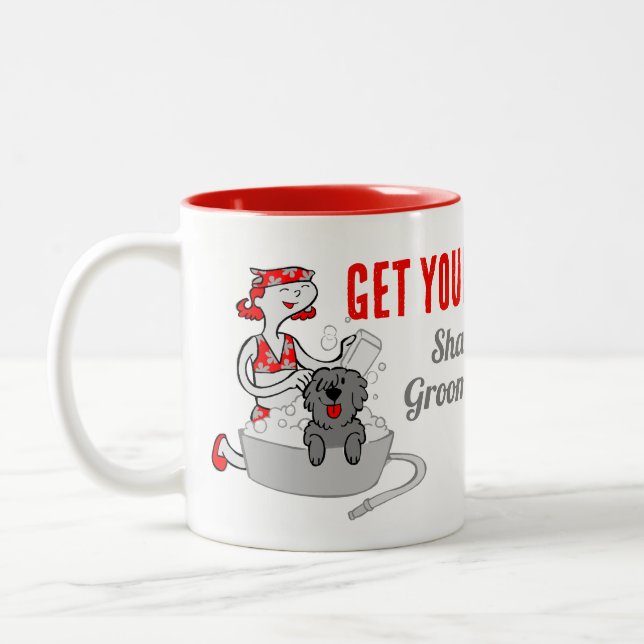 Caneca De Café Em Dois Tons Humorístico, ponha seu noivo no Red Groomer (Esquerda)