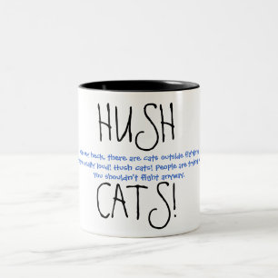 Caneca De Café Em Dois Tons HUSHCATS! Ver. 3
