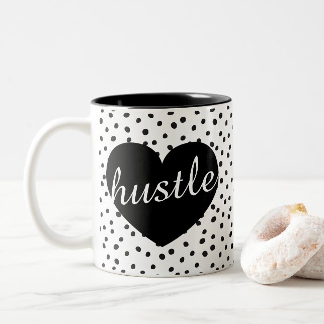Caneca De Café Em Dois Tons Hustle Heart Dalmatic Pontos (Com Donut)