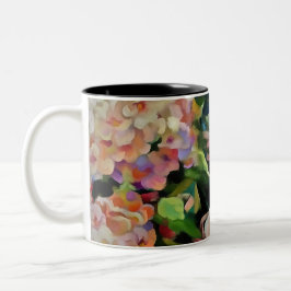 Caneca De Café Em Dois Tons Hydrangea Blossom Decorativo Arte Floral Rosa
