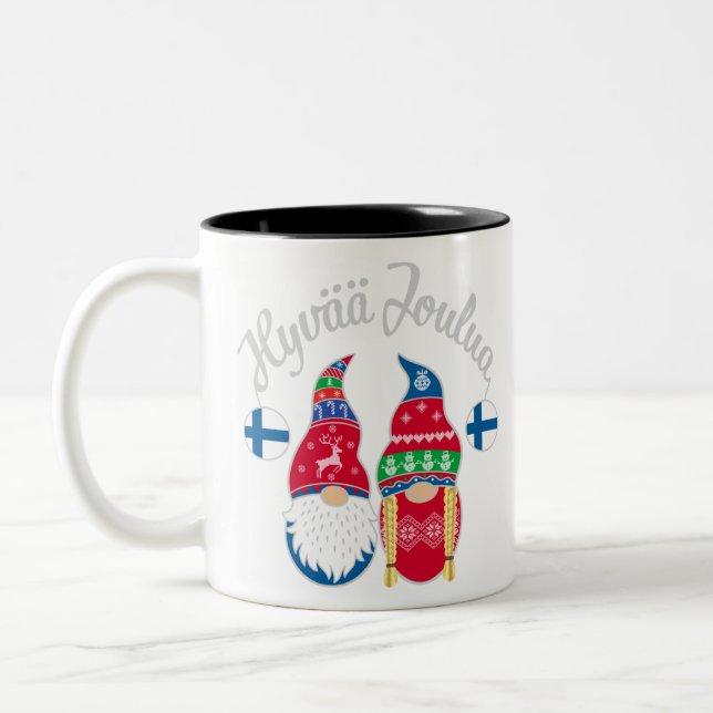 Caneca De Café Em Dois Tons Hyvaa joulua finnish Felry Natal Finland hoje (Esquerda)